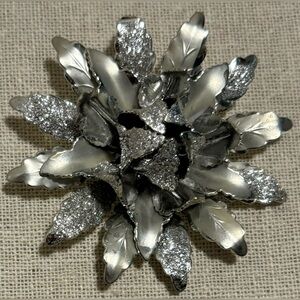 CORO Vintage Silver Flower Brooch